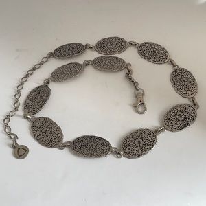Silver Filigree Link Belt 40”